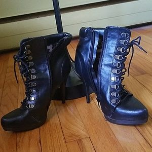 High heel combat boots